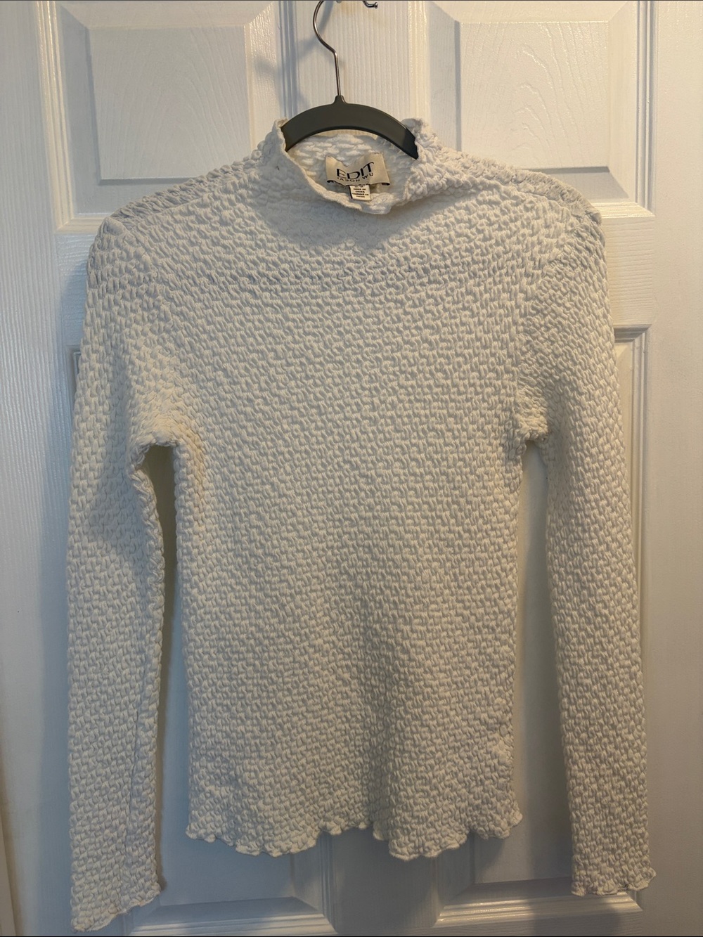 Jason Wu Off-White Textured Ruffle Mock Neck Sweater